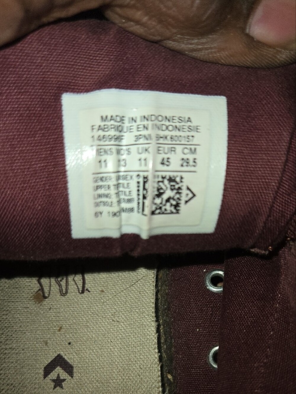 Converse High Top Sneakers in Burgundy - Picture 12 of 12